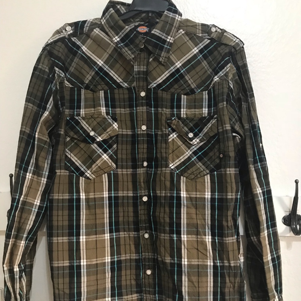Dickies Long Sleeve Plaid Shirt | Large